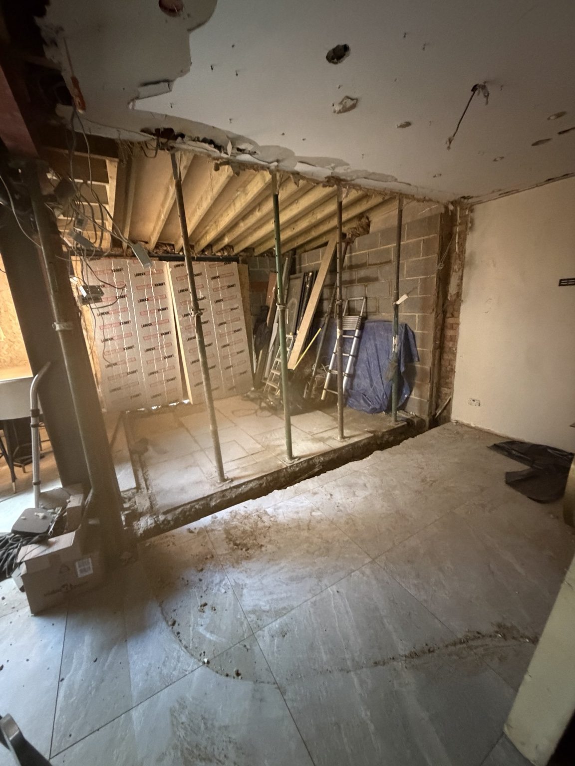 Exposed interior and opening